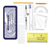 Maths Set for Secondary School Supplies Students Gifts Stuff,Clear Protractor 360 and Maths Compass Ruler Geometry Sets Exam Stationery