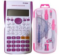 Maths Set Scientific Calculators Protractor and Compass - Basic Stationery Set 240 Functions 2 Line 10+2 Digits,Desk Math for School Protractor and Compass with Rulers and Two Set Squares