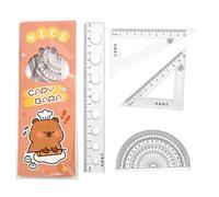 Maths Sets for Secondary School - Triangle and Ruler Set | Geometry Kit, Triangle Rulers for Students for Class Supplies and School, Portable Capybara Ruler Set | Math Protractor Straight Rulers