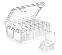 Mathtoxyz Bead Organiser Storage Box, 15 Pcs Small Plastic Storage Boxes Clear Clay Beads Storage Containers Case with Hinged Lid and Rectangle for Craft DIY Diamond Small Parts Rhinestone