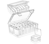 Mathtoxyz Bead Organiser Storage Box, 31 Pcs Small Plastic Storage Boxes Clear Clay Beads Storage Containers Case with Hinged Lid and Rectangle for Craft DIY Diamond Small Parts Rhinestone