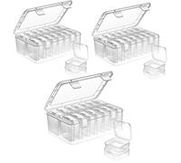 Mathtoxyz Bead Organiser Storage Box, 45 Pcs Small Plastic Storage Boxes Clear Clay Beads Storage Containers Case with Hinged Lid and Rectangle for Craft DIY Diamond Small Parts Rhinestone