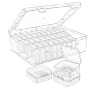 Mathtoxyz Bead Storage Box, 62Pcs Small Bead Organisers and Storage Containers Plastic Bead Holder Cases Transparent Boxes for Clay Beads Diamond DIY Craft Making Jewelry