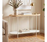 Mati Curved Console Table - Oval - Natural and White - Fir Wood and Metal