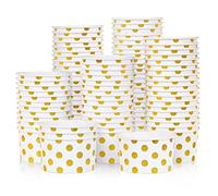 MATICAN 5.5oz Paper Ice Cream Cups - 100 Pack with Gold Foil Polka Dots