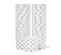 MATICAN 50-Count Paper Ice Cream Cups - 11-Oz Disposable Dessert Bowls with Silver Foil Polka Dots