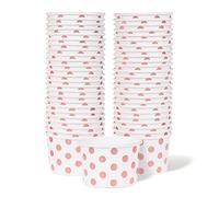 MATICAN 50-Pack 9oz Paper Ice Cream Cups with Rose Gold Foil Polka Dots