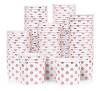 MATICAN Paper Ice Cream Cups - 100-Count 11-Oz Disposable Dessert Bowls for Hot or Cold Food with Rose Gold Foil Dots