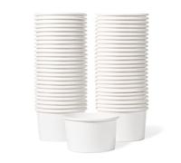 MATICAN Paper Ice Cream Cups, 50-Count 163ml Disposable Dessert Bowls for Hot or Cold Food, 163-Milliliter Party Supplies Treat Cups for Sundae, Frozen Yoghurt, Soup, White