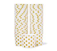 MATICAN Paper Ice Cream Cups, 50-Count 325ml Disposable Dessert Bowls for Hot or Cold Food, 325-Milliliter Party Supplies Treat Cups for Sundae, Frozen Yoghurt, Soup, Gold Foil Polka Dots