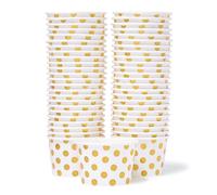 MATICAN Paper Ice Cream Cups - 50-Count 9-Oz Disposable Dessert Bowls with Gold Foil Polka Dots