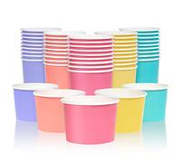 MATICAN Paper Ice Cream Cups, 50-Pack 266ml Disposable Dessert Bowls for Hot and Cold, 266-ml, 5 Pastel Colors