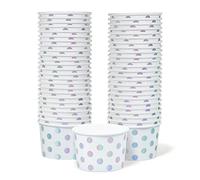 MATICAN Paper Ice Cream Cups - 50 Pack, 9-Oz Disposable Dessert Bowls for Hot & Cold Treats with Silver Polka Dots