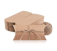 MATICAN Pillow Gift Boxes, 100-Pack Kraft Mini Pillow Boxes with Twine, 7.5 x 3.7 x 1.2 Inches