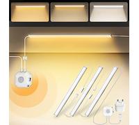 MATICOD Under Cupboard Kitchen Lights, 3 Colors Motion Sensor Lights Indoor Under Cabinet Kitchen Lighting with Warm White Cold White Daylight, Under Counter Light Wardrobe Light