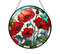 MATIHAY Poppy Hanging Colorful Acrylic Window Pendants, Acrylic Sun Catchers for Windows Hanging Garden Hanging Christmas Mother's Day, Valentine's Day Decorative (Small)