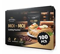 Matiks Moi Moi Cooking Pouch - 100 Pack Moin Moin Pouch Heat Safe 6" x 4" | Stand Up Cooking Bags for Steaming Nigerian Dishes, Bean Cake, Okpa, Ekuru & Ofada - Leak-Proof Double-Zip Seal