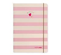 Matilda Moo A5 Notebook from A5 Lined Pages | Elastic Closure | Flexible Card Covers | Rose Gold | 80gsm Paper | Pink with Stripes