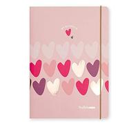 Matilda Moo Notebook - A5 Lined - Hearts - Pink & Rose Gold