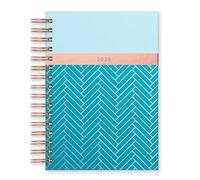 Matilda Myres 2025 Diary | Day a Page A5 Diary | Rose Gold Wirobound | January to December Planner | Hardback Covers with Rose Gold Detail | Herringbone Design | Teal
