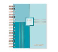 Matilda Myres 2026 A5 Day a Page Diary from January to December - Hardback Covers - Wiro - Year Planners - Lies Flat While Writing - Personalised Version - Teal