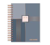 Matilda Myres 2026 A5 Day a Page Diary - January to December - Hardback Covers - Lies Flat While Writing - Today Page Marker - Personalised Version - Grey