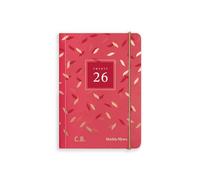 Matilda Myres 2026 Day a Page A6 Diary - Handy Size - One Page Each for Sat/Sun - Elastic Closure - Rose Gold Detail - Personalised Version - Red