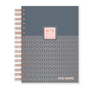 Matilda Myres 2026 Diary - A5 Weekly Layout - January to December - Hardback Covers - Wiro Binding - Year Planners - Lies Flat While Writing (Grey with Name)