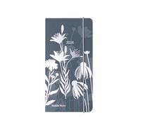 Matilda Myres 2026 Slim Diary - Weekly Notes Layout - Week on One Page, Notes on Other - Silver Foiling and Elastic Closure - Grey