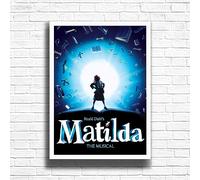 Matilda Poster Print, Musical Print, A4 A3 West End Broadway Theatre Show, Wall Art Deco Special Canvas West End Print, London theatre art frame options (A4 Framed (White))