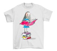 Matildas Bookworm Delight T-Shirt - Funny & Whimsical! Unisex Cotton Design for Readers Who Know Knowledge is Power! White