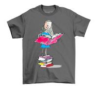 Matildas Bookworm Delight T-Shirt - Funny & Whimsical! Unisex Cotton Design for Readers Who Know Knowledge is Power! Grey