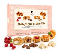 Matilde Vicenzi Millefoglie Puff Pastries Gift Box 390g - 4 Flavors Italian Puff Pastry Selection with Chocolate, Vanilla, Apricot & Raspberry Fillings - Premium Italian Biscuit Gift