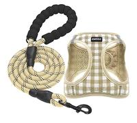 matilor Dog Harness Step-in Breathable Puppy Cat Dog Vest Harnesses for Small Medium Dogs Beige Checkered