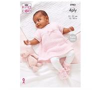 Matinee Coat, Angel Top, Hat & Bootees in King Cole Cherished 4 Ply (5982)