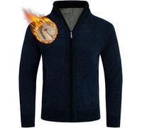 MATINEE Mens Fleece Thermal Fleece Lined Sweater Cardigans (UK, Alpha, L, Regular, Regular, Navy Honeycomb)