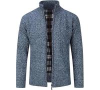 MATINEE - S-6XL - Mens Fleece Thermal Fleece Lined Sweater Cardigans-Plus Sizes (UK, Alpha, 6XL, Regular, Regular, Blue Melange)