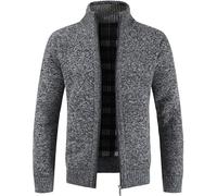 MATINEE - S-6XL - Mens Fleece Thermal Fleece Lined Sweater Cardigans-Plus Sizes (UK, Alpha, 6XL, Regular, Regular, Light Grey 2)