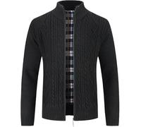 MATINEE - S-6XL - Mens Fleece Thermal Fleece Lined Sweater Cardigans-Plus Sizes (UK, Alpha, 6XL, Regular, Regular, Black)
