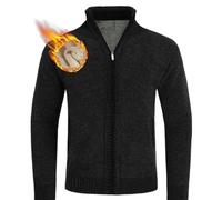 MATINEE - S-6XL - Mens Fleece Thermal Fleece Lined Sweater Cardigans-Plus Sizes (UK, Alpha, 6XL, Regular, Regular, Grey Charcoal)