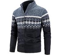 MATINEE - S-6XL - Mens Fleece Thermal Fleece Lined Sweater Cardigans-Plus Sizes (UK, Alpha, 6XL, Regular, Regular, Blue Melange 2)