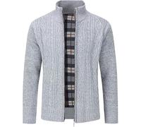 MATINEE - S-6XL - Mens Fleece Thermal Fleece Lined Sweater Cardigans-Plus Sizes (UK, Alpha, 6XL, Regular, Regular, Light Grey)