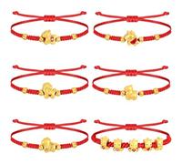 Matiniy Chinese New Year Red String Bracelets Zodiac Adjustable Handmade Red Rope Bracelets for Good Lucky, One Size, Alloy, no gemstone
