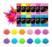 Matio Color Run Powder, 12 Pack 3.5oz/100g Each Natural Holi Powders Assorted Coloring Rangoli Bulk, Washable Chalk Powders Paint for Color War, Summer Camp, Photography Smoke, Gender Reveals