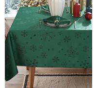 MATIRUG Christmas Tablecloth 60 x 120 for Rectangle Tables,Spillproof Wrinkle Free Green Snowflake Jacquard Fabric Table Cloth for Xmas Winter Holiday New Year