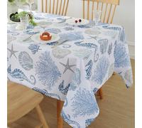 MATIRUG Summer Table Cloths for Rectangle Tables 60x120 Inch,Spill Proof Ocean Sealife Blue Tablecloth,Nautical Coastal Washable Table Fabric for Picnic Kitchen Outdoor