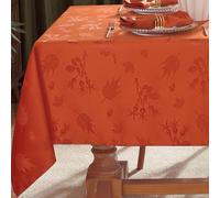 MATIRUG Thanksgiving Fall Table Cloth for Rectangle Table 60X102 inches,Waterproof Wrinkle Free Soft Autumn Jacquard Tablecloth for Harvest Holiday, Burnt Orange/Rusty