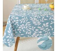 MATIRUG Vinyl Table Cloth with Flannel Backed, Waterproof Oil-Proof PVC Tablecloth, Heavy Duty Spill-Proof Plastic Table Cover for Dinning Outdoor Picnic (Blue Leaf, 60x84 Inch Rectangle)