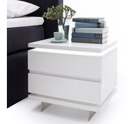 matis bedside cabinet in white gloss with 2 drawers and led