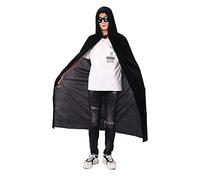 Matissa Adult Hooded Cape for Halloween - Long Lightweight Cloak in Black or Red for Men & Women, Devil Vampire Wizard Costume Accessory for Cosplay & Fancy Dress Parties (Large, Black)